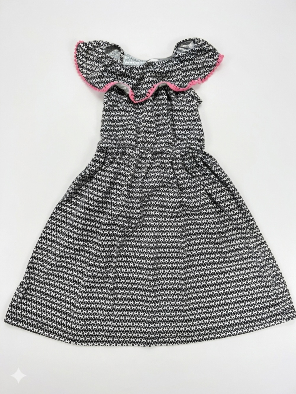 Carter's Toddler Black and White Geometric Dress with Pink Trim 2T